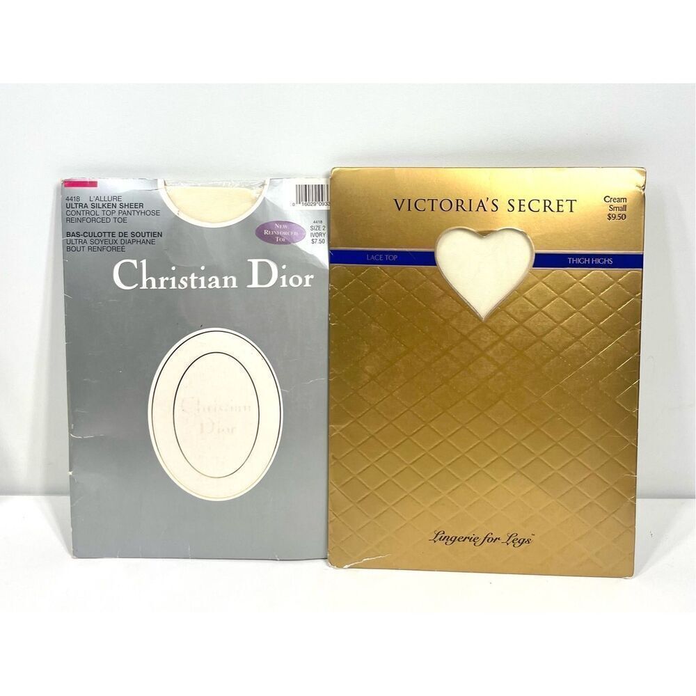 Victoria’s Secret Lace Top Thigh Highs CREAM Christian Dior Pantyhose Ivory S